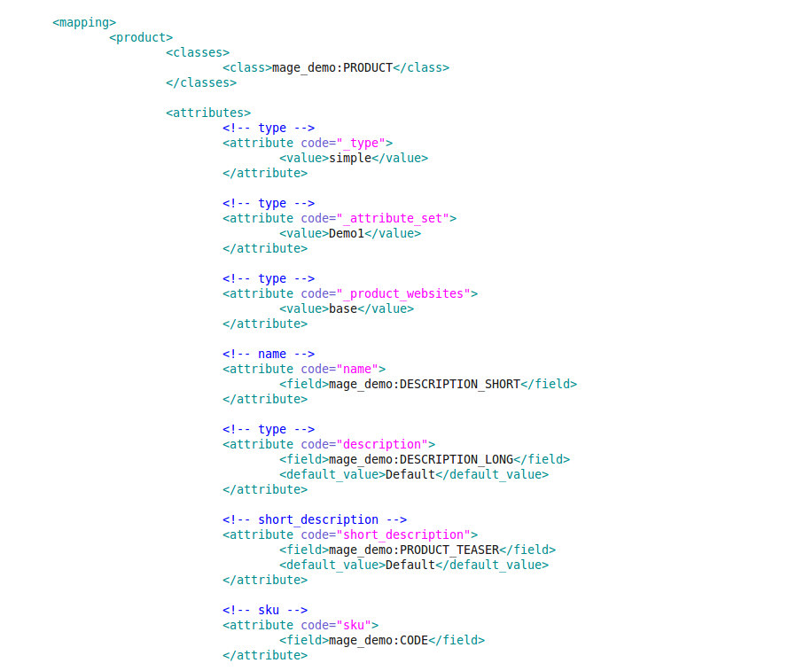 Fieldmapping XML zu Magento