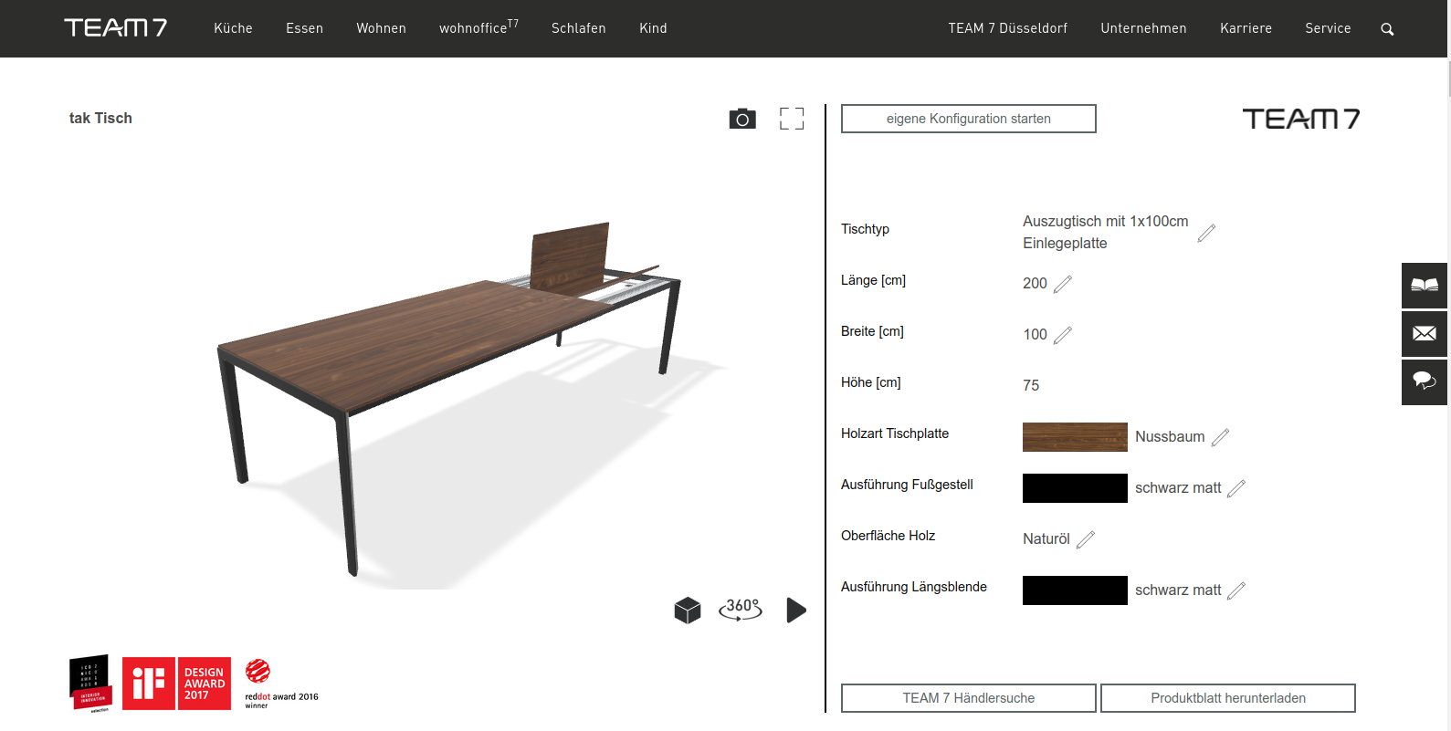 3D product configurator as used by Team7