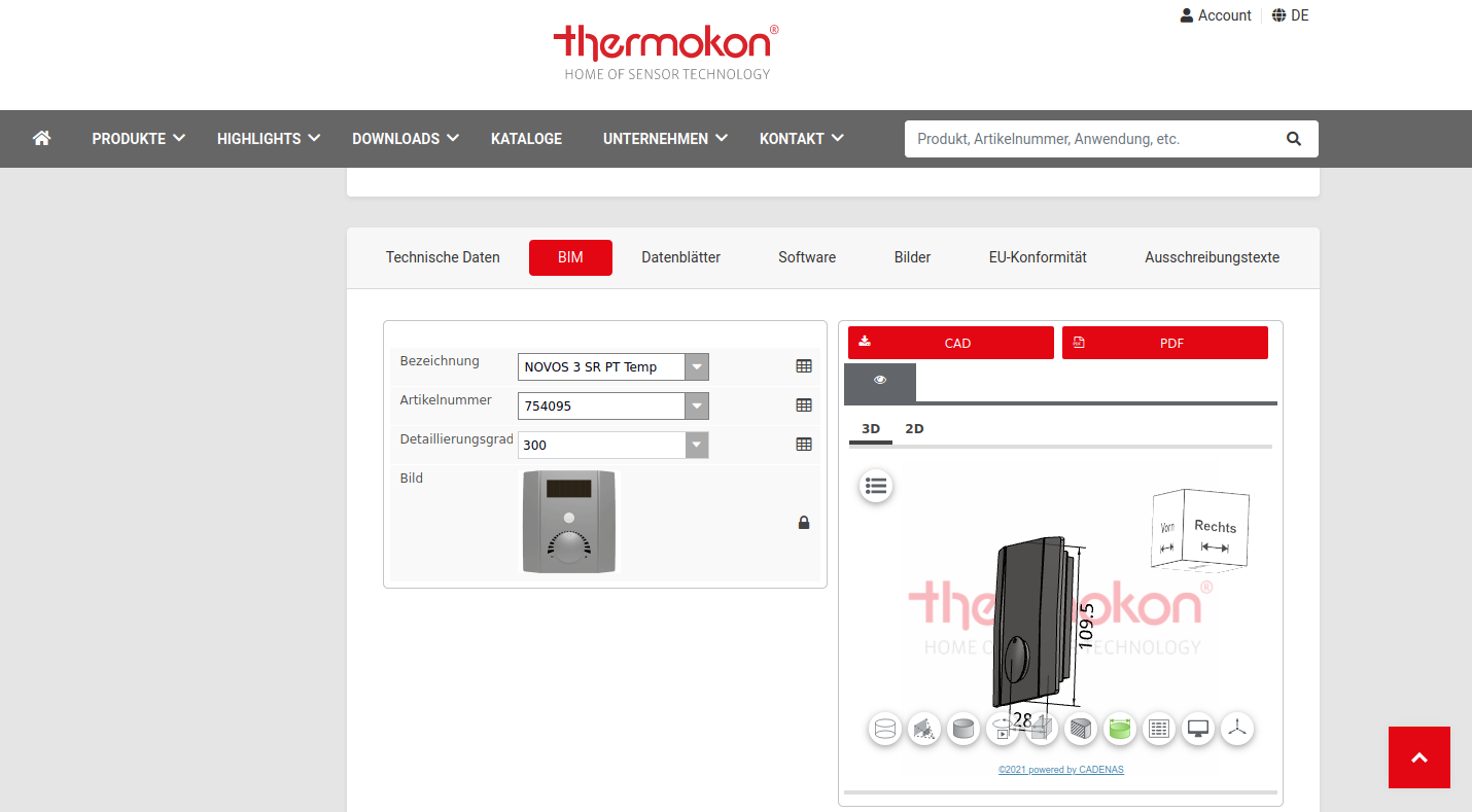 Thermokon Direct with BIM: CAD planning data for many products