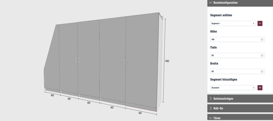 Example of a variant chain: Built-in cabinet configurator