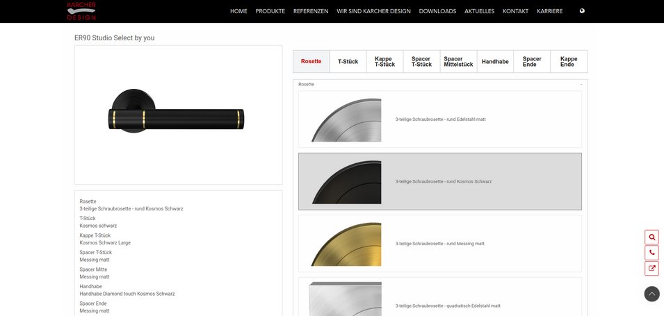 Example of variant configuration: Door handle configurator