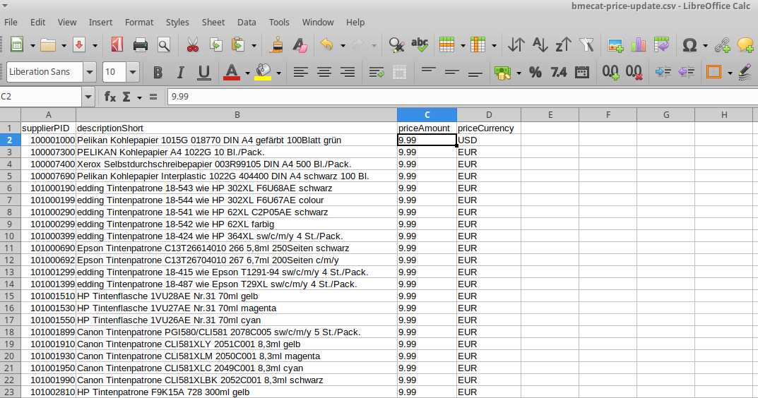 Calculate prices in Excel